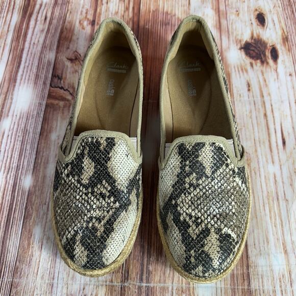 Clarks AZELLA MAJOR Womens Size 9.5 M Snakeskin Espadrille Loafers Flats Shoes - Picture 3 of 10